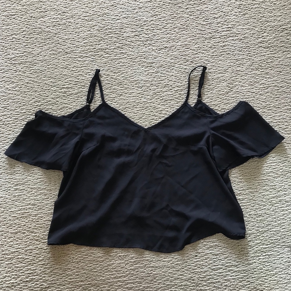 Tobi - Off the shoulder black spaghetti strap